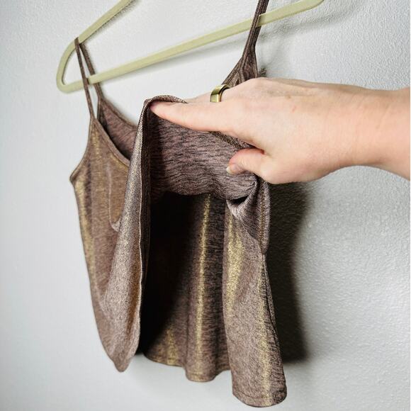 Kimchi Blue Gold Bronze Metallic Round Neck Flowy Tank Top S - Picture 7 of 15